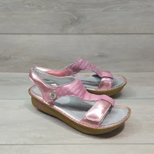 Alegria PG LiteKEN-844 Pink Leather Hook&amp;loop Platform Sandals Shoes Sz 37/7-7.5