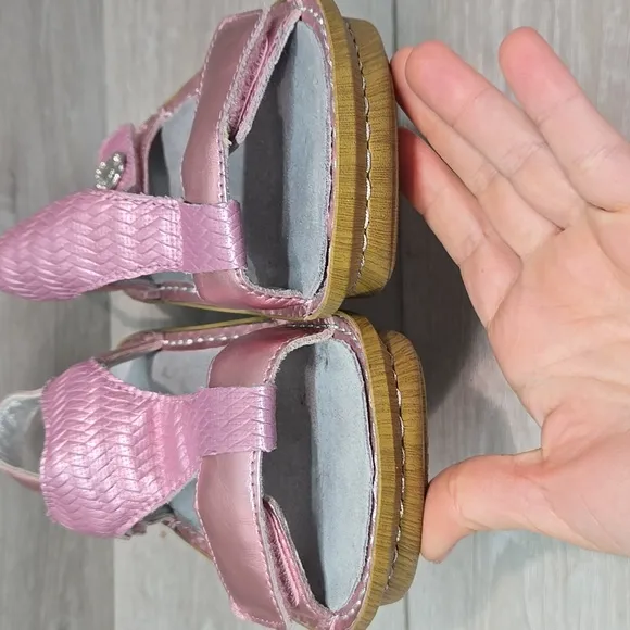 Alegria PG LiteKEN-844 Pink Leather Hook&amp;loop Platform Sandals Shoes Sz 37/7-7.5