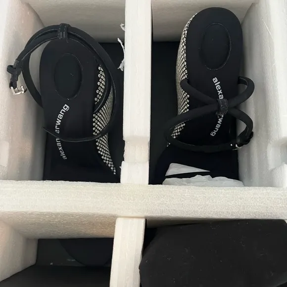 ALEXANDER WANGBlack Crystal Dahlia 95 Wedge Heels