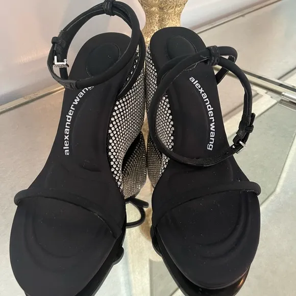 ALEXANDER WANGBlack Crystal Dahlia 95 Wedge Heels