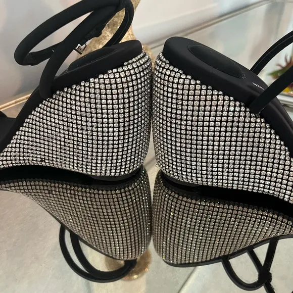 ALEXANDER WANGBlack Crystal Dahlia 95 Wedge Heels