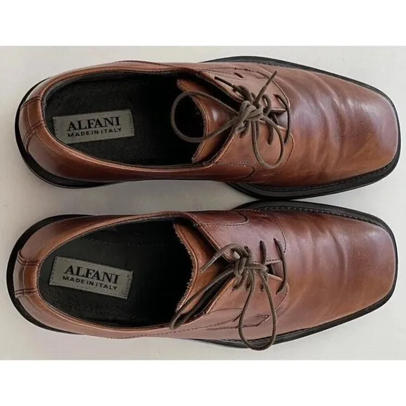 Alfani Leather Paolo Oxford Men’s Sizez 10.5 Lace Shoes Travel MADE IN ITALY