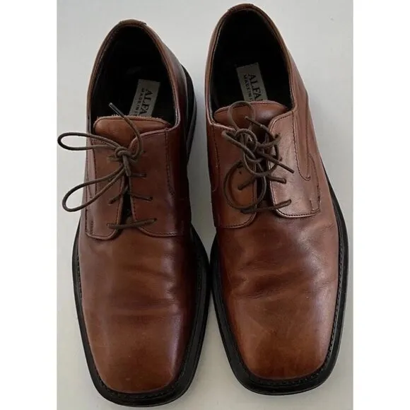Alfani Leather Paolo Oxford Men’s Sizez 10.5 Lace Shoes Travel MADE IN ITALY