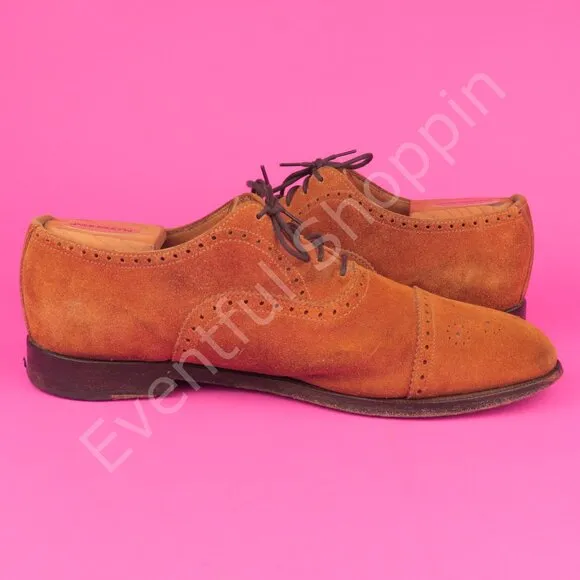 Alfred Sargent Highgrove Suede Brogue Captoe Oxfords in Snuff Size 8.5