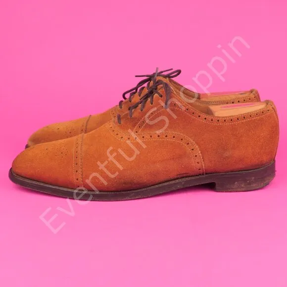 Alfred Sargent Highgrove Suede Brogue Captoe Oxfords in Snuff Size 8.5