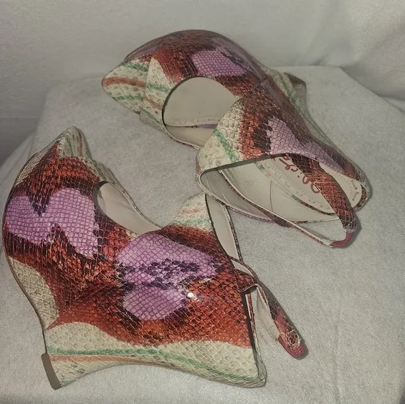 Alice Olivia Multicolor Animal Print Womens Wedged Sandals Sz 8.5 Festive,Party