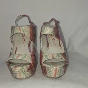 Alice Olivia Multicolor Animal Print Womens Wedged Sandals Sz 8.5 Festive,Party