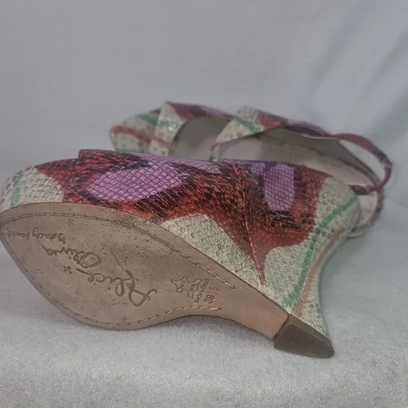 Alice Olivia Multicolor Animal Print Womens Wedged Sandals Sz 8.5 Festive,Party