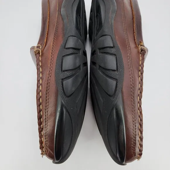 Allen Edmonds Boulder Driving Shoes Mens 9.5 D Brown Leather Stitched Moccasin