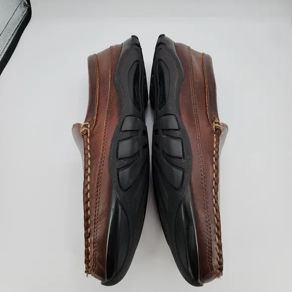 Allen Edmonds Boulder Driving Shoes Mens 9.5 D Brown Leather Stitched Moccasin