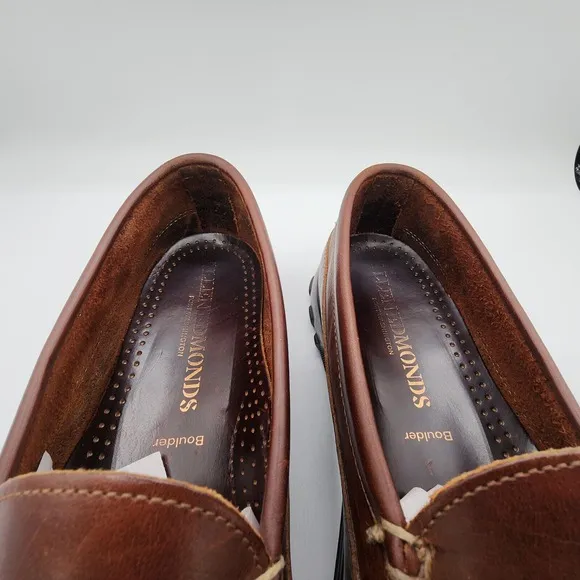 Allen Edmonds Boulder Driving Shoes Mens 9.5 D Brown Leather Stitched Moccasin
