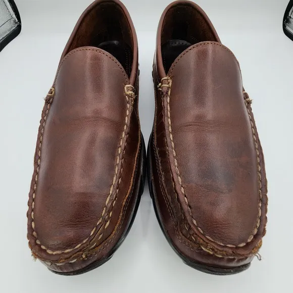 Allen Edmonds Boulder Driving Shoes Mens 9.5 D Brown Leather Stitched Moccasin