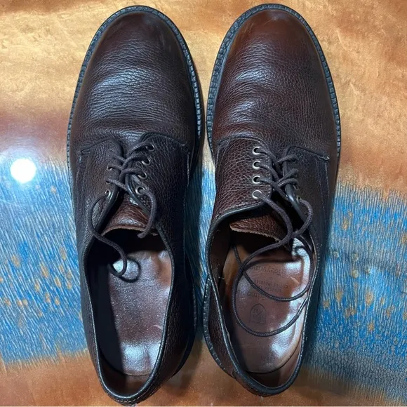 Allen Edmonds Brown Pebbled Leather Tobywing Oxford Shoes size 9.5 Handcrafted