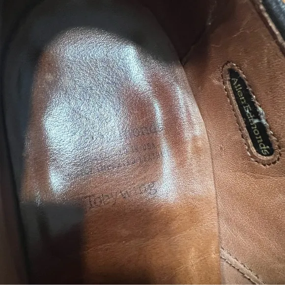 Allen Edmonds Brown Pebbled Leather Tobywing Oxford Shoes size 9.5 Handcrafted
