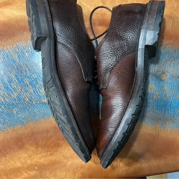 Allen Edmonds Brown Pebbled Leather Tobywing Oxford Shoes size 9.5 Handcrafted