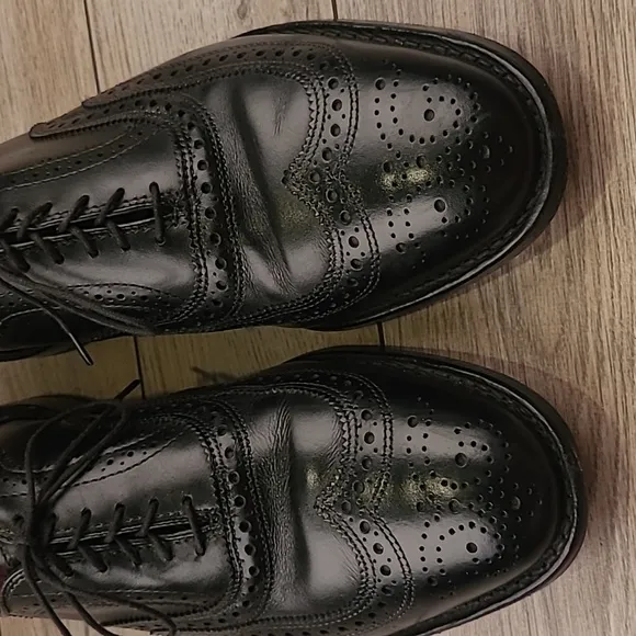 ALLEN EDMONDS McAllister Black Leather Sz 9 D Wing Tip‎ Lace Up Mens Shoes