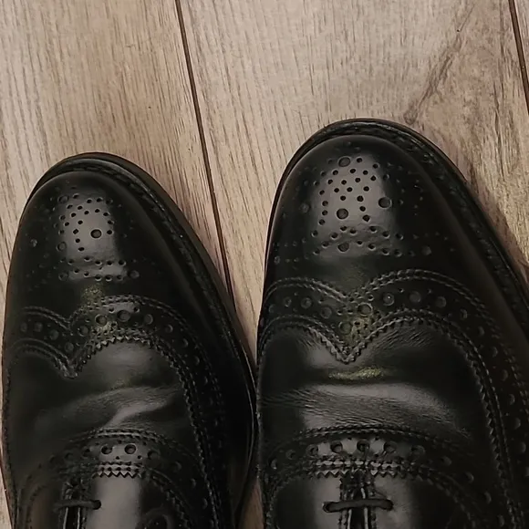ALLEN EDMONDS McAllister Black Leather Sz 9 D Wing Tip‎ Lace Up Mens Shoes