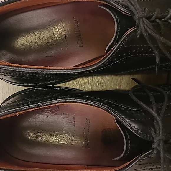 ALLEN EDMONDS McAllister Black Leather Sz 9 D Wing Tip‎ Lace Up Mens Shoes