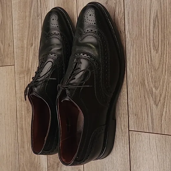 ALLEN EDMONDS McAllister Black Leather Sz 9 D Wing Tip‎ Lace Up Mens Shoes