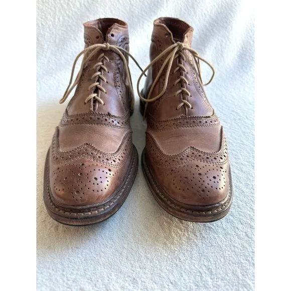 ALLEN EDMONDS Mens Cronmok Brown Size 11.5 B Wingtip Brogue Leather Ankle Boots