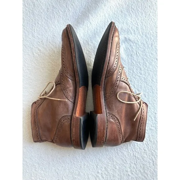 ALLEN EDMONDS Mens Cronmok Brown Size 11.5 B Wingtip Brogue Leather Ankle Boots