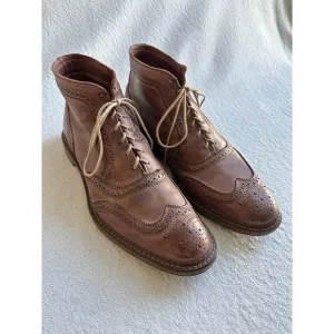 ALLEN EDMONDS Mens Cronmok Brown Size 11.5 B Wingtip Brogue Leather Ankle Boots