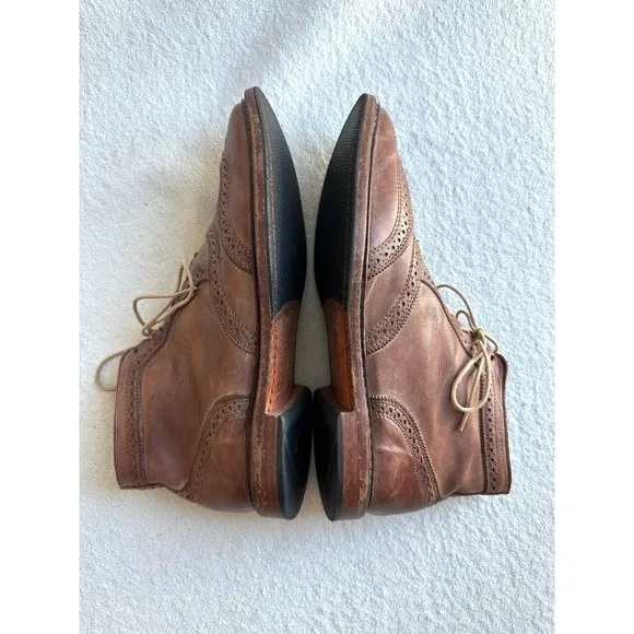 ALLEN EDMONDS Mens Cronmok Brown Size 11.5 B Wingtip Brogue Leather Ankle Boots