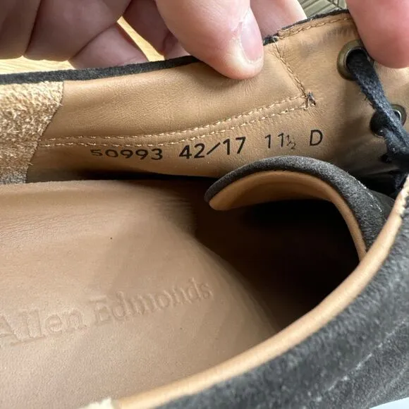 Allen Edmonds Porter Derby Mens Size 11.5 D Dress Shoes Brown Suede Sneakers