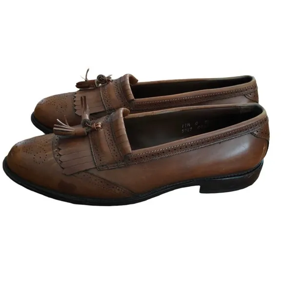 Allen Edmonds shoes Bridgeton Oak Leather Tassel Shawl Loafers Mens Sz 11.5 D