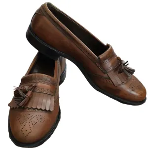 Allen Edmonds shoes Bridgeton Oak Leather Tassel Shawl Loafers Mens Sz 11.5 D
