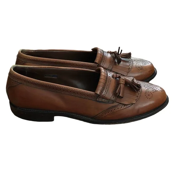 Allen Edmonds shoes Bridgeton Oak Leather Tassel Shawl Loafers Mens Sz 11.5 D