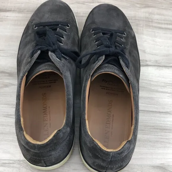 Allen Edmonds Shoes Mens 13D Porter Gray Suede Lace Up Sneakers