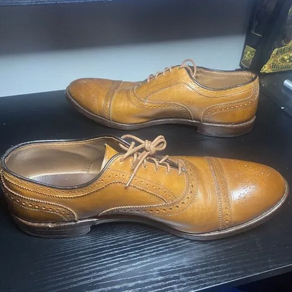 Allen Edmonds Strand Cap Toe Oxford Lace Up Walnut Brown Leather Shoes Size 14