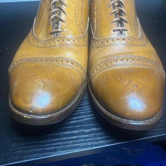 Allen Edmonds Strand Cap Toe Oxford Lace Up Walnut Brown Leather Shoes Size 14