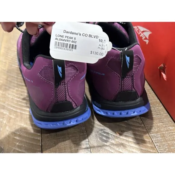 Altra Lone Peak 5 - RARE Plum - Running Shoes - NO TIE LACES - Womens Size 10.5