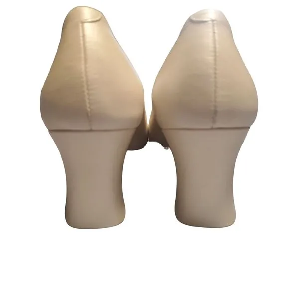 Amalfi Italy Sz 6.5 AAAA Pearl Ivory Genuine Leather Block Heels