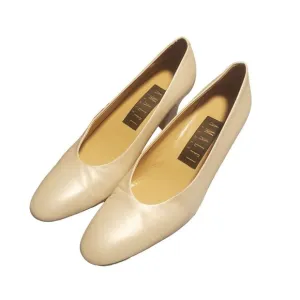 Amalfi Italy Sz 6.5 AAAA Pearl Ivory Genuine Leather Block Heels