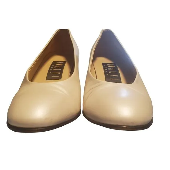 Amalfi Italy Sz 6.5 AAAA Pearl Ivory Genuine Leather Block Heels
