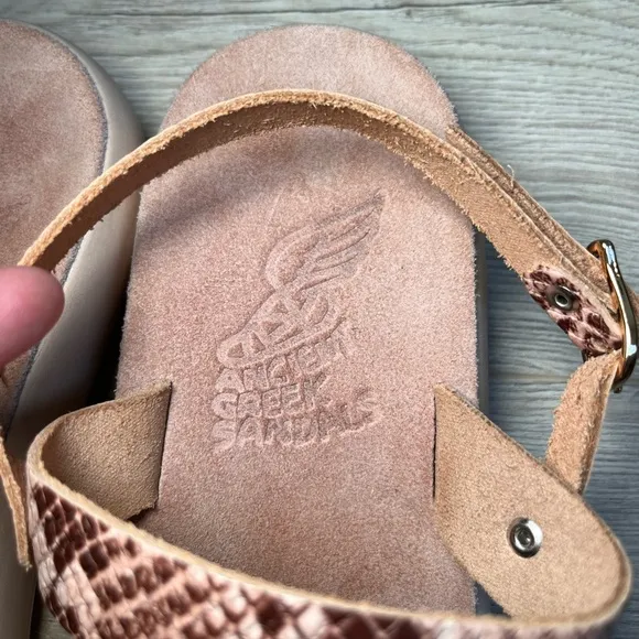 Ancient Greek Sandals Snake Print leather Sandals with comfort sole. EU size 38