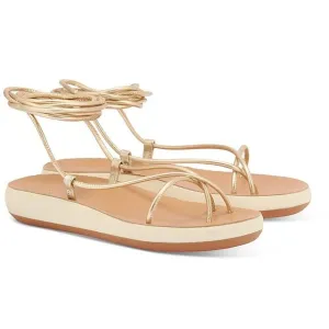 Ancient Greek Sandals Womens Diakopes Comfort Gold Lace-Up Wedge Sandals New
