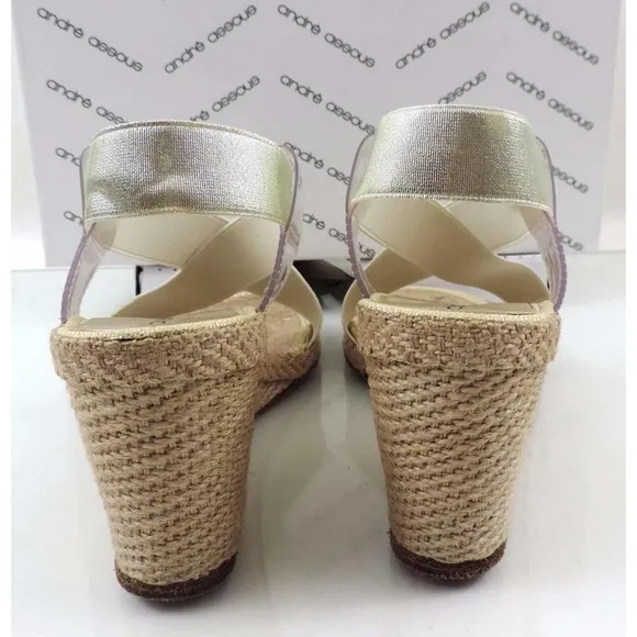 Andre Assous Desi Espadrille Wedge Sandal Platinum Gold