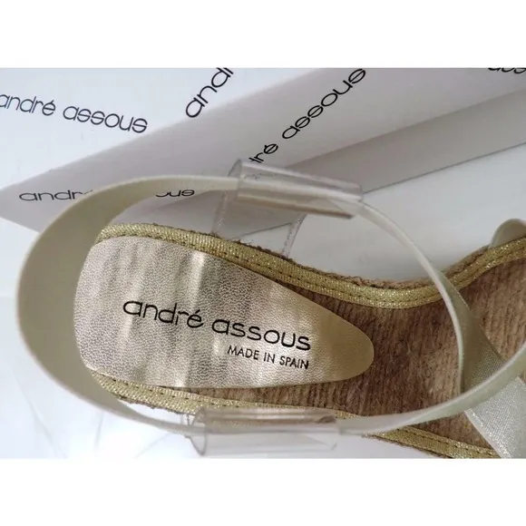 Andre Assous Desi Espadrille Wedge Sandal Platinum Gold