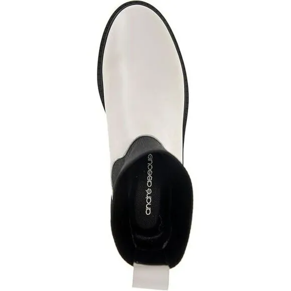 Andre Assous Violet Bootie Women's US 9 White Black Round Toe Ankle Boots KHD792