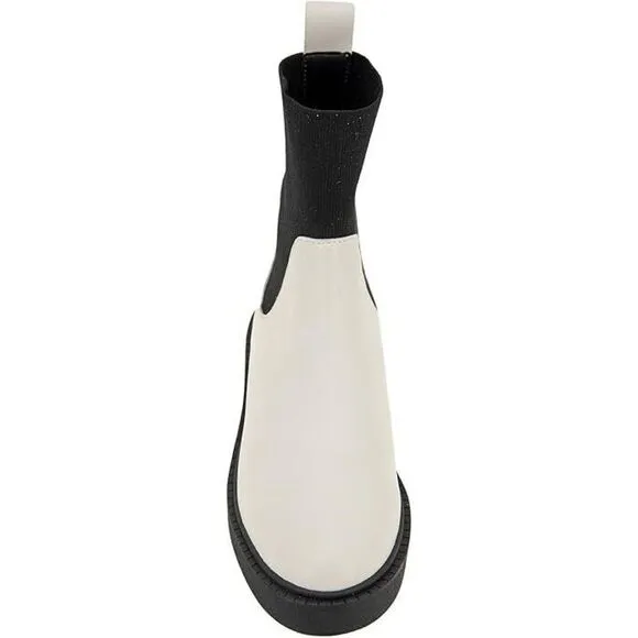 Andre Assous Violet Bootie Women's US 9 White Black Round Toe Ankle Boots KHD792