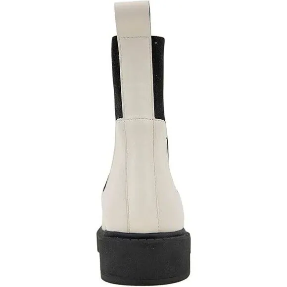 Andre Assous Violet Bootie Women's US 9 White Black Round Toe Ankle Boots KHD792