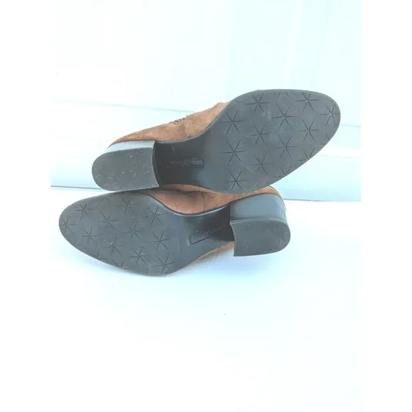 Andrew Geller Womens Kate Block Heel Ankle Boots Booties Faux Suede Brown 7.5