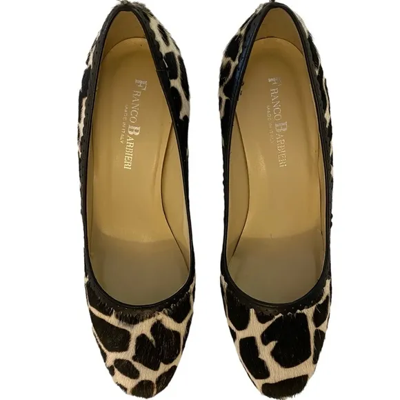 Animal Print Black Cream High Heel Heels Pumps with Pointed Toe