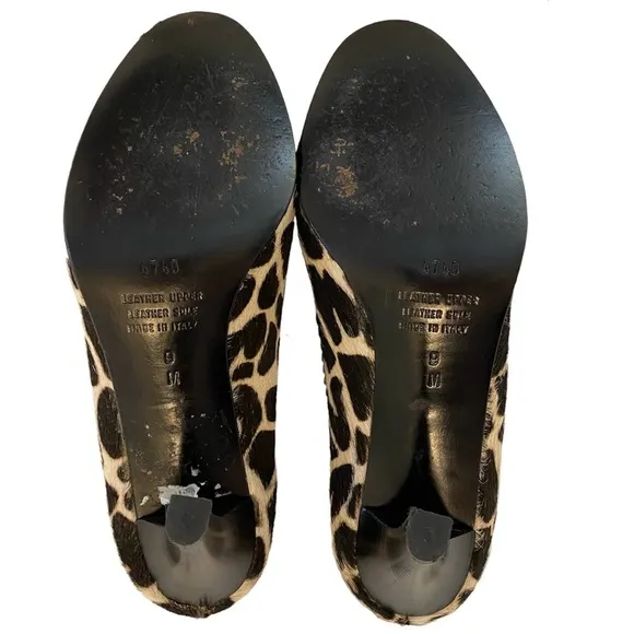 Animal Print Black Cream High Heel Heels Pumps with Pointed Toe