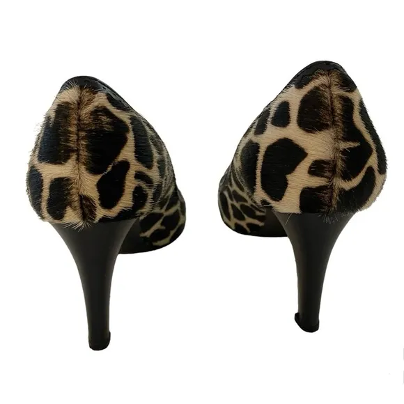 Animal Print Black Cream High Heel Heels Pumps with Pointed Toe