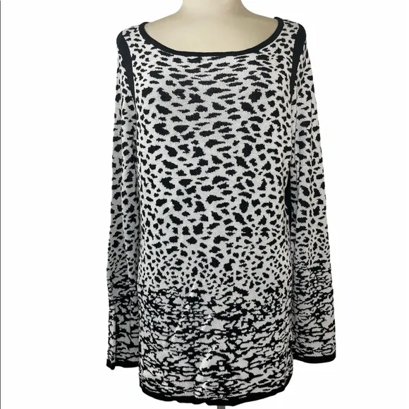 Animal Print Scoop Neck Long Sleeve Dressy Knit